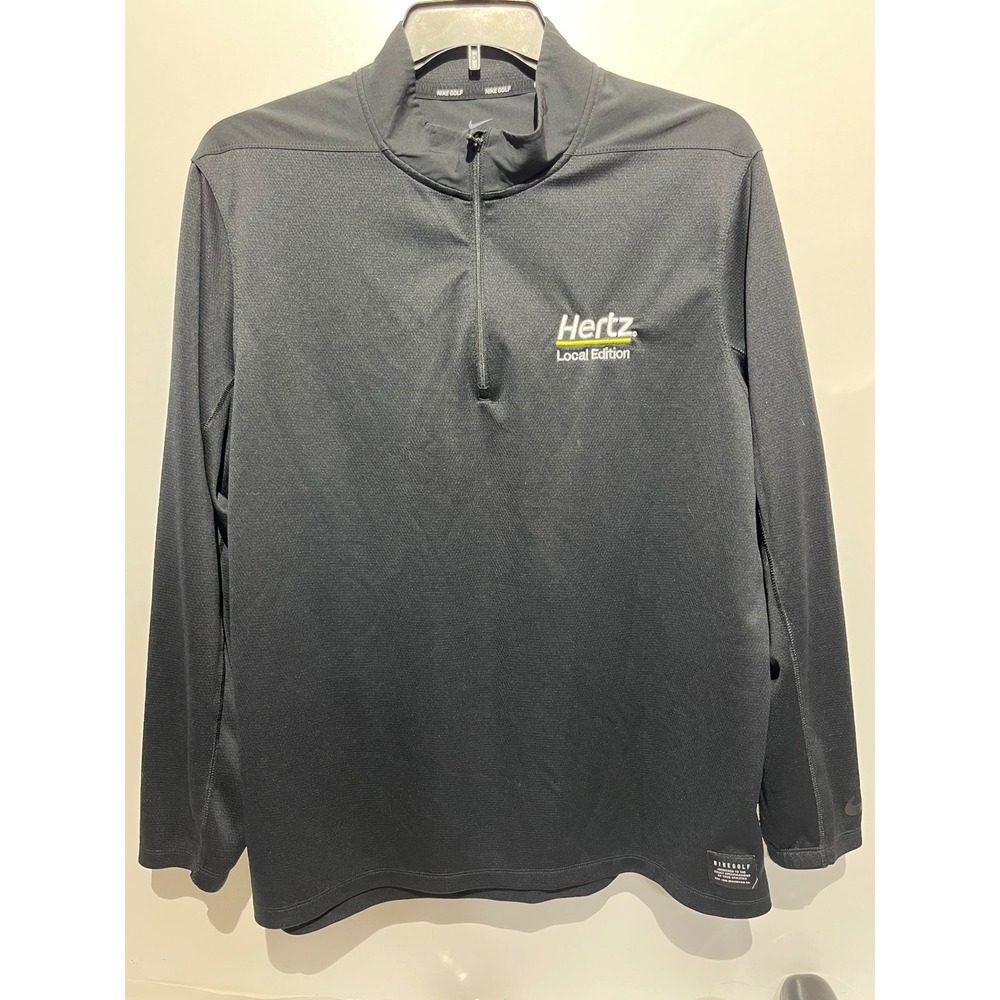 Nike Golf Dri-FIT‎ Mens XL Black 1/4 Zip Pullover Hertz Local Edition Logo